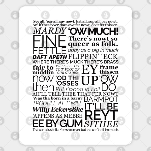 Yorkshire Dialect, Yorkshire Sayings Magnet by Yorkshire Stuff